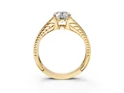 Split Shank Engagement Ring Setting for Oval Center with Pave Split Shank and Prong Head in Yellow Gold