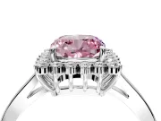 Starburst Halo Engagement Ring Setting for Fancy Pink Cushion Cut Center with Flat Cathedral Band and Prong Head in Sterling Silver