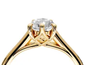 Solitaire Engagement Ring Setting for Pear-Shaped Center with Cathedral Band and Prong Head in Yellow Gold