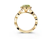 Halo Engagement Ring Setting for Fancy Yellow Heart-Shaped Center with Pave and Plain Twist Band and Prong Head in Yellow Gold