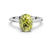 Solitaire Engagement Ring Setting for Fancy Yellow Oval Center with Knife Ridge Band and Claw Prong Head in Platinum