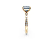 Solitaire Engagement Ring Setting for Fancy Blue Princess Cut Center with Pave Accents and Prong Head in Yellow Gold