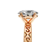 Solitaire Engagement Ring Setting for Oval Center with Scrollwork Band and Prong Head in Rose Gold