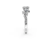 Solitaire Engagement Ring Setting for Cushion Cut Center with Marquise Accent Twist Band and Prong Head in Platinum