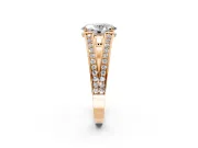 Split Shank Engagement Ring Setting for Oval Center with Pave Split Shank and Prong Head in Rose Gold