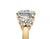 Solitaire Engagement Ring Setting for Radiant Cut Center with Marquise Flower Shoulders and Prong Head in Yellow Gold