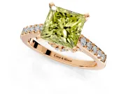 Solitaire Engagement Ring Setting for Fancy Yellow Princess Cut Center with Crossover Accents and Prong Head in Rose Gold