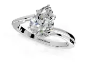 Solitaire Engagement Ring Setting for Pear-Shaped Center with Plain Bypass Twist Band and Prong Head in Sterling Silver