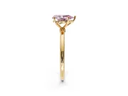 Solitaire Engagement Ring Setting for Fancy Pink Pear-Shaped Center with Straight Thin Band and Prong Head in Yellow Gold