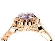 Halo Engagement Ring Setting for Fancy Pink Oval Center with Leaf Motif Split Shank and Prong Head in Rose Gold