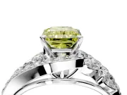 Halo Engagement Ring Setting for Fancy Yellow Radiant Cut Center with Marquise and Pave Bypass Band and Prong Head in Sterling Silver