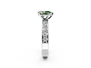 Solitaire Engagement Ring Setting for Fancy Green Pear-Shaped Center with Channel-Set Accents and Prong Head in Platinum