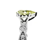 Solitaire Engagement Ring Setting for Fancy Yellow Pear-Shaped Center with Milgrain Bezel Accents and Prong Head in Sterling Silver