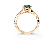 Solitaire Engagement Ring Setting for Fancy Green Round Cut Center with Twisted Pave Split Shank and Prong Head in Rose Gold