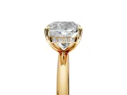 Hidden Halo Engagement Ring Setting for Cushion Cut Center with Thin Rounded Band and Prong Head in Yellow Gold