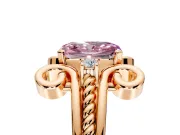 Solitaire Engagement Ring Setting for Fancy Pink Radiant Cut Center with Twisted Band and Scroll Prong Head in Rose Gold