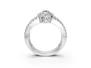Halo Engagement Ring Setting for Marquise Center with Wide-Open Pave Split Shank and Prong Head in Sterling Silver