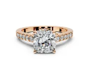 Solitaire Engagement Ring Setting for Cushion Cut Center with Crossover Accents and Prong Head in Rose Gold
