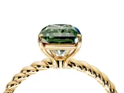 Solitaire Engagement Ring Setting for Fancy Green Radiant Cut Center with Plain Twisted Rope Band and Prong Head in Yellow Gold