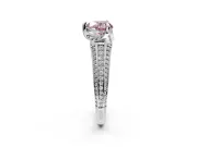 Solitaire Engagement Ring Setting for Fancy Pink Heart-Shaped Center with Accented Split Shank and Prong Head in White Gold