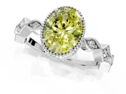 Milgrain Bezel Engagement Ring Setting for Fancy Yellow Oval Center with Marquise Stations and Bezel Head in Platinum