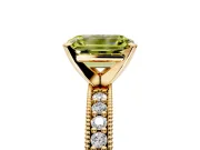 Milgrain Pave Engagement Ring Setting for Fancy Yellow Emerald Cut Center with Accent Band and Prong Head in Yellow Gold