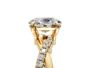 Solitaire Engagement Ring Setting for Oval Center with Half-Pave Crossover Band and Prong Head in Yellow Gold