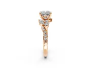 Solitaire Engagement Ring Setting for Cushion Cut Center with Marquise Accent Twist Band and Prong Head in Rose Gold
