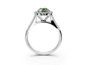 Halo Engagement Ring Setting for Fancy Green Oval Center with Square Band and Prong Head in Sterling Silver