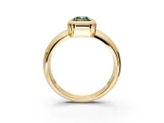 Solitaire Engagement Ring Setting for Fancy Green Emerald Cut Center with Wide Band and Bezel Head in Yellow Gold
