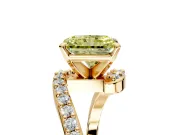 Solitaire Engagement Ring Setting for Fancy Yellow Radiant Cut Center with Pave Bypass Swirl Band and Prong Head in Yellow Gold
