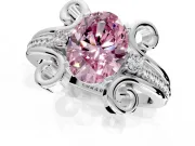 Solitaire Engagement Ring Setting for Fancy Pink Oval Center with Twisted Band and Scroll Prong Head in Platinum