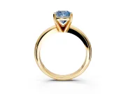 Solitaire Engagement Ring Setting for Fancy Blue Cushion Cut Center with Wire Band and Prong Head in Yellow Gold