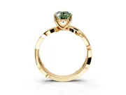 Solitaire Engagement Ring Setting for Fancy Green Oval Center with Pave and Plain Crossover Band and Prong Head in Yellow Gold