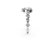 Milgrain Bezel Engagement Ring Setting for Pear-Shaped Center with Marquise Stations and Bezel Head in Platinum