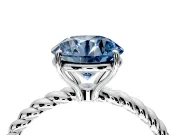 Solitaire Engagement Ring Setting for Fancy Blue Round Cut Center with Plain Twisted Rope Band and Prong Head in Sterling Silver