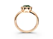 Solitaire Engagement Ring Setting for Fancy Green Round Cut Center with Wide Band and Bezel Head in Rose Gold