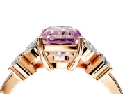 Floral Engagement Ring Setting for Fancy Pink Radiant Cut Center with Marquise Cluster Shoulders and Prong Head in Rose Gold