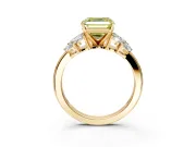 Leaf Cluster Engagement Ring Setting for Fancy Yellow Asscher Cut Center with Marquise Accents and Prong Head in Yellow Gold