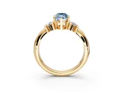 Solitaire Engagement Ring Setting for Fancy Blue Marquise Center with Grooved Bar Accent Band and Prong Head in Yellow Gold