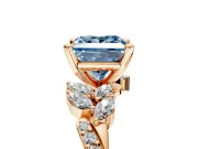 Solitaire Engagement Ring Setting for Fancy Blue Princess Cut Center with Marquise Accent Twist Band and Prong Head in Rose Gold
