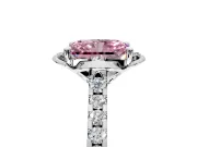 Floral Engagement Ring Setting for Fancy Pink Radiant Cut Center with Pave Band and Floral Prong Head in Sterling Silver