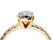 Solitaire Engagement Ring Setting for Emerald Cut Center with Large Accents and Prong Head in Yellow Gold