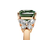 Solitaire Engagement Ring Setting for Fancy Green Asscher Cut Center with Marquise Flower Shoulders and Prong Head in Rose Gold