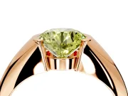 Tension Engagement Ring Setting for Fancy Yellow Round Cut Center with Wide Tapered Band and Tension Head in Rose Gold