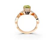 Halo Engagement Ring Setting for Fancy Yellow Radiant Cut Center with Pave Infinity Twist Band and Prong Head in Rose Gold