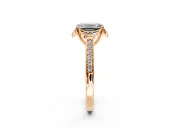 Floral Engagement Ring Setting for Emerald Cut Center with Four Accent Clusters and Prong Head in Rose Gold