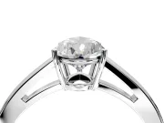 Solitaire Engagement Ring Setting for Pear-Shaped Center with Open Cathedral Shoulders and Prong Head in Platinum