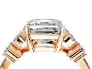 Floral Engagement Ring Setting for Princess Cut Center with Marquise Cluster Shoulders and Prong Head in Rose Gold