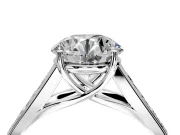 Solitaire Engagement Ring Setting for Round Cut Center with Cathedral Channel Band and Prong Head in Platinum